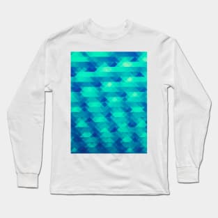 Modern Fashion Abstract Color Pattern in Blue / Green Long Sleeve T-Shirt